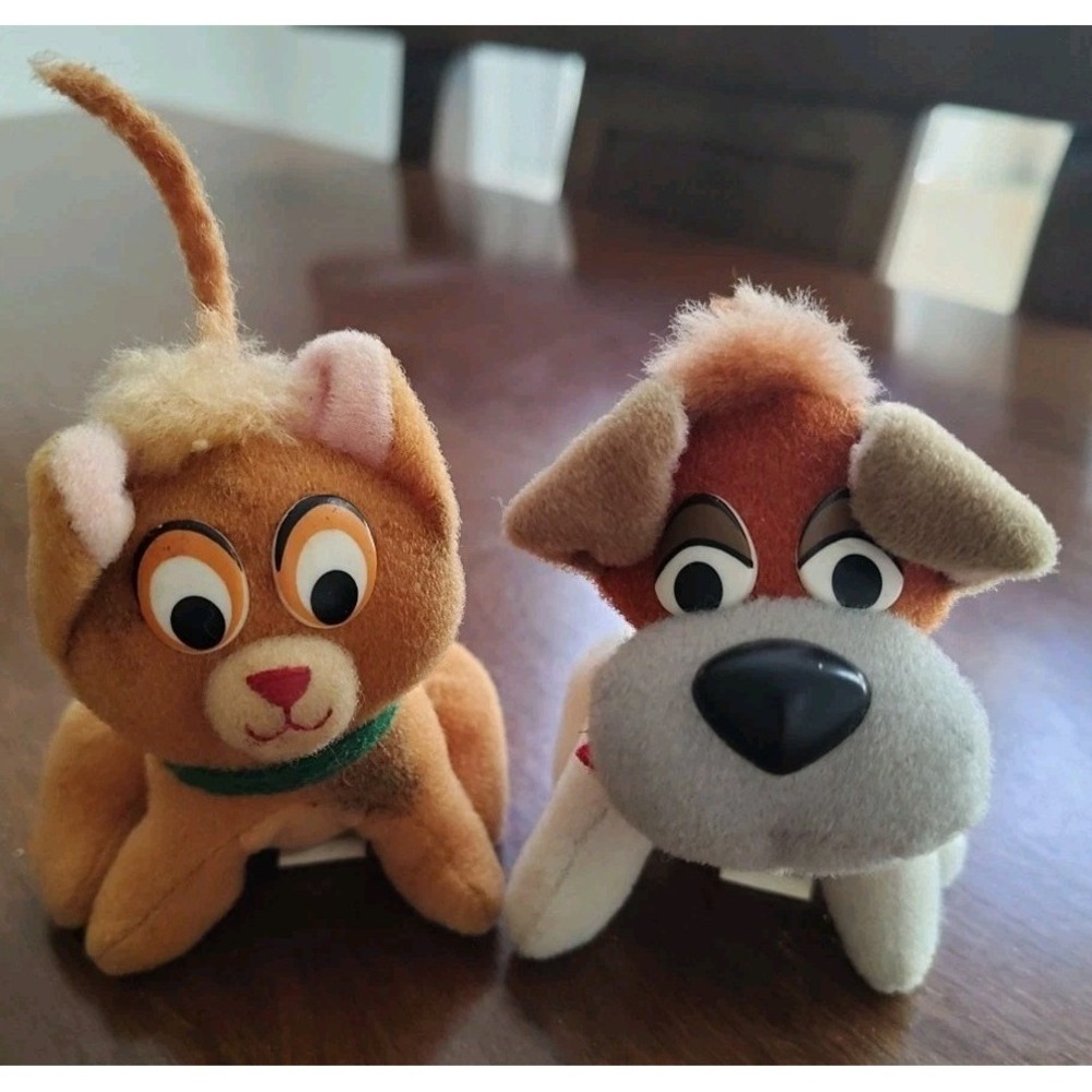 Vintage 1988 Walt Disney Oliver & Company McDonalds Plush Toy Lot Of 2 Dodger